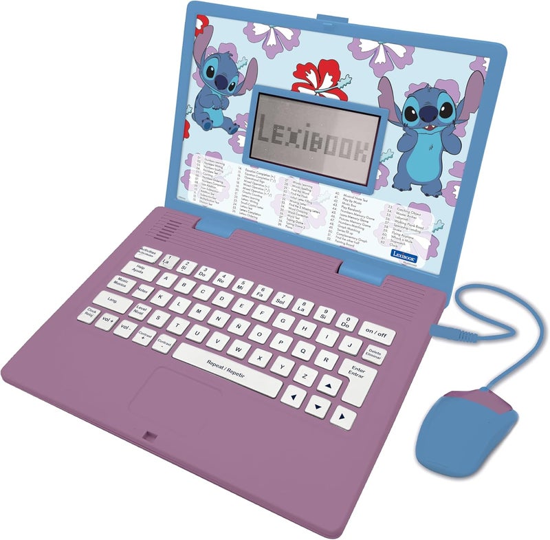 Lexibook - Disney Stitch - Bilingual English/Spanish Educational Laptop, 124 Language Activities, Writing, Maths, Logic, Music and Games, Boys and Girls, JC598Di2 - Image 1